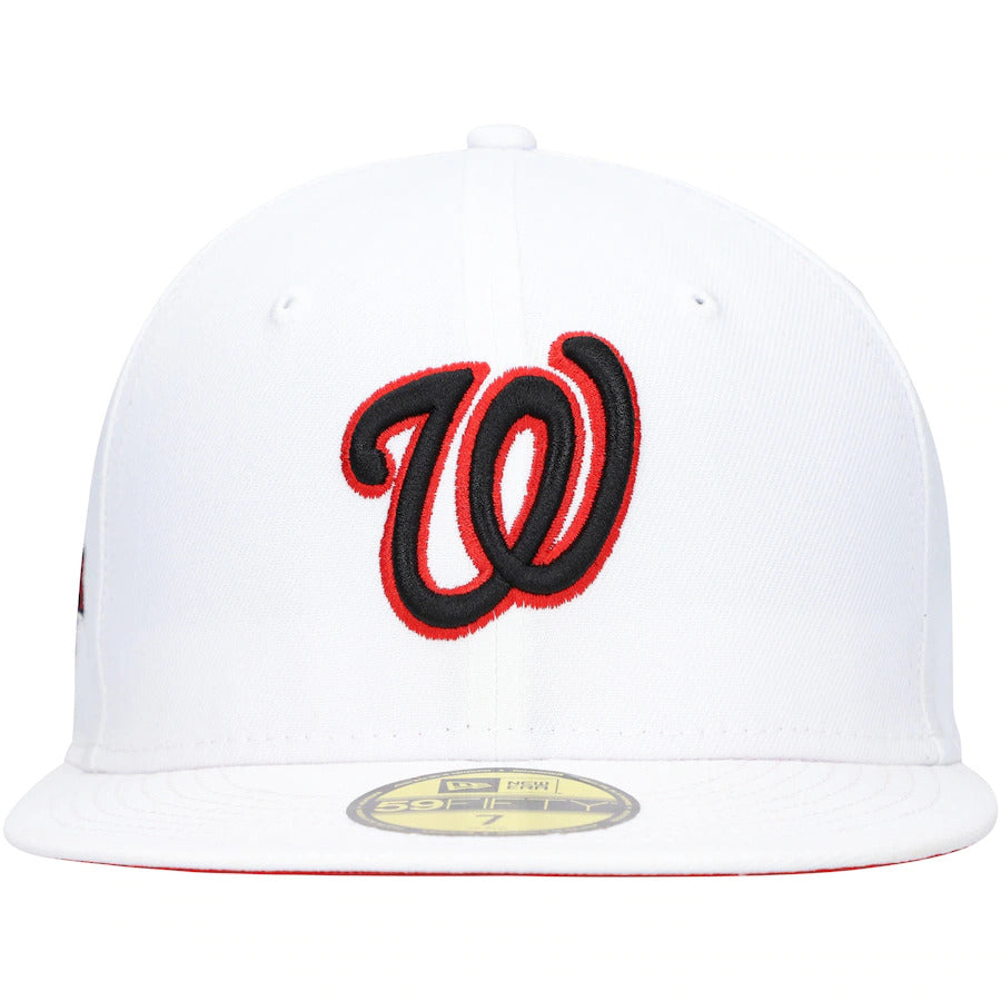 New Era White Washington Nationals 10th Anniversary Patch Red Undervisor 59FIFTY Fitted Hat