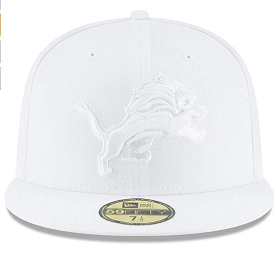 New Era Detroit Lions White on White 59FIFTY Fitted Hat