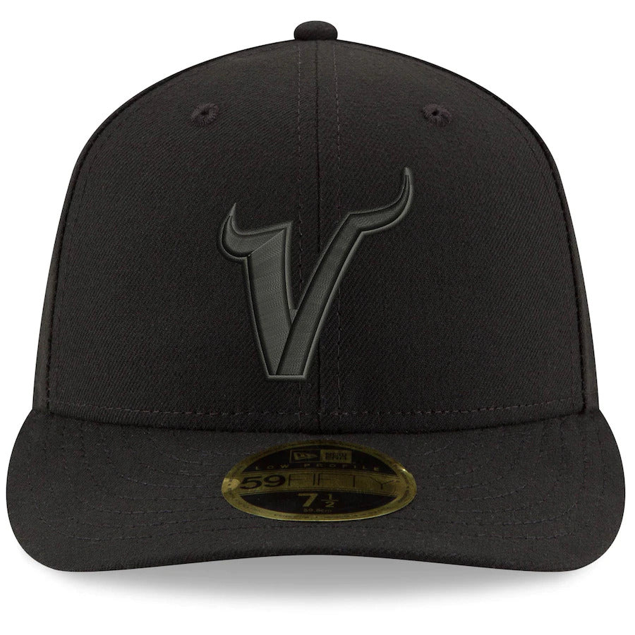 New Era Black Minnesota Vikings Alternate Logo Low Profile 59FIFTY Fitted Hat