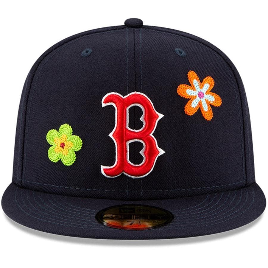 New Era Boston Red Sox Chain Stitch Floral Navy 59FIFTY Fitted Hat