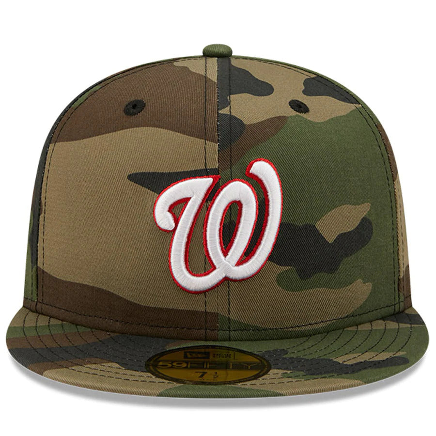 New Era Camo Washington Nationals Robert F. Kennedy Memorial Stadium Patch Woodland Undervisor 59FIFTY Fitted Hat