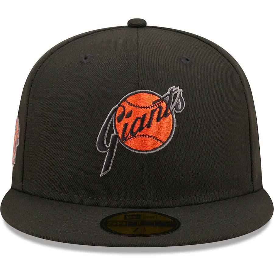 New Era Black San Francisco Giants 25th Anniversary Patch Blackout Pop Undervisor 59FIFTY Fitted Hat
