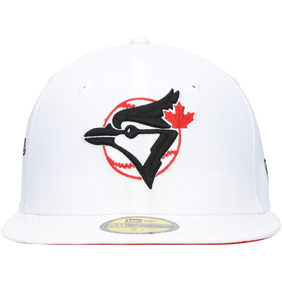 New Era White Toronto Blue Jays 1992 World Series Patch Red Undervisor 59FIFTY Fitted Hat