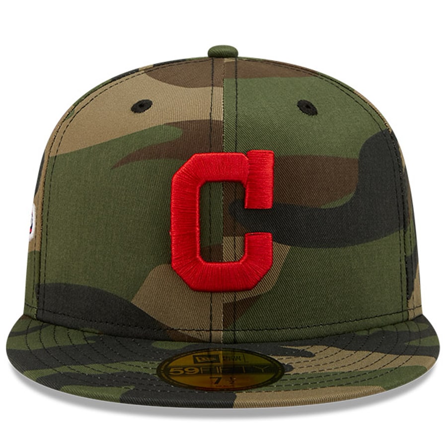 New Era Camo Cleveland Indians 1920 World Series Patch Woodland Undervisor 59FIFTY Fitted Hat