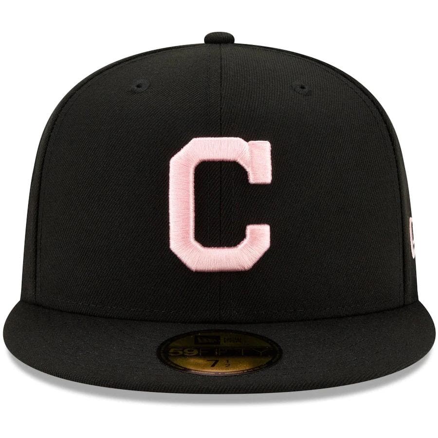 New Era Cleveland Indians Black 2019 MLB All-Star Game Patch Pink Undervisor 59FIFTY Fitted Hat
