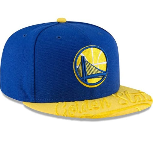 New Era Golden State Warriors Royal/Yellow Script Brim 59FIFTY Fitted Hat