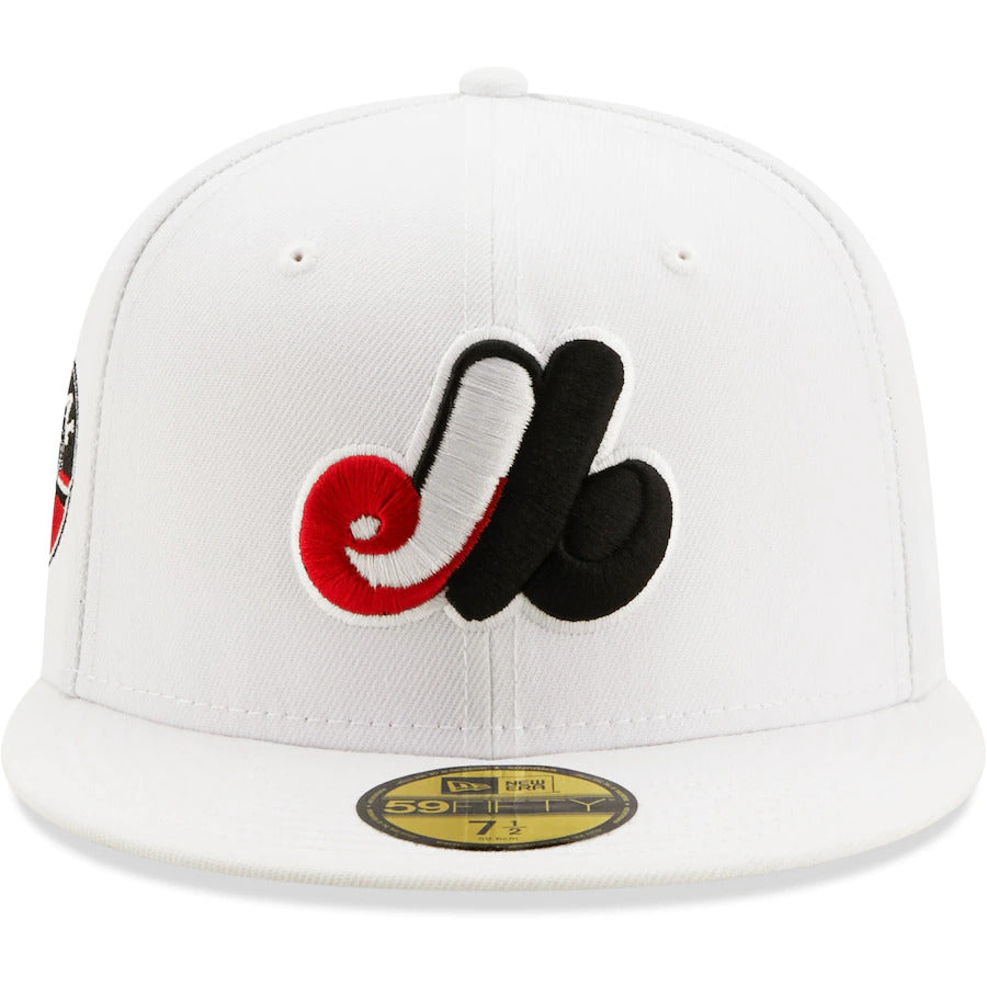 New Era White Montreal Expos 35th Anniversary Patch Red Undervisor 59FIFTY Fitted Hat