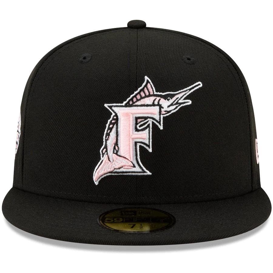 New Era Florida Marlins Black Cooperstown Collection 2003 World Series Champions Pink Undervisor 59FIFTY Fitted Hat