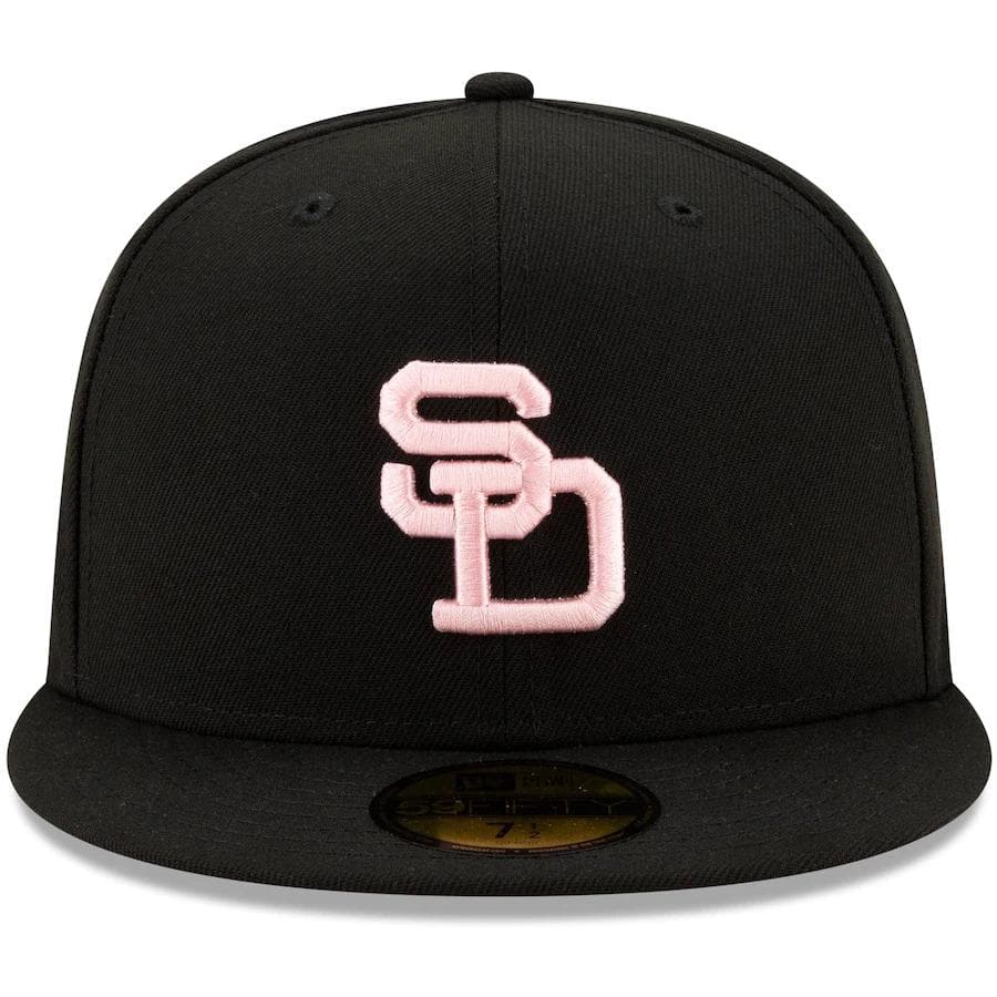 New Era San Diego Padres Black Cooperstown Collection Pink Undervisor 59FIFTY Fitted Hat