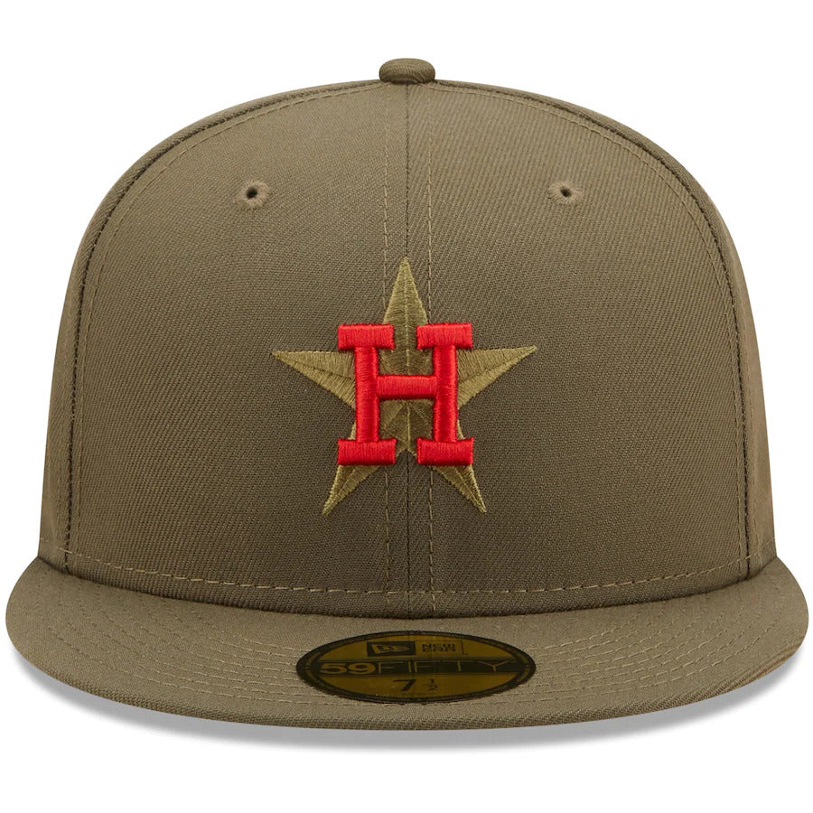 New Era Houston Astros Olive 1986 MLB All-Star Game Scarlet Undervisor 59FIFTY Fitted Hat