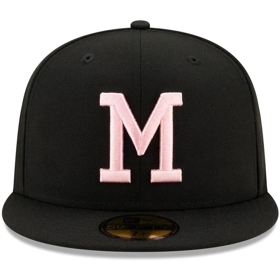 New Era Milwaukee Brewers Black 1957 World Series Champions Pink Undervisor 59FIFTY Fitted Hat
