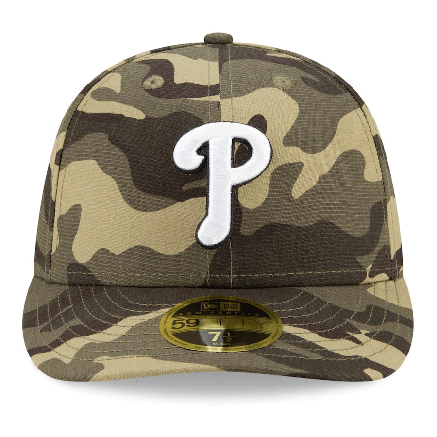 New Era Philadelphia Phillies 2021 Camo Armed Forces Day On-Field Low Profile 59FIFTY Fitted Hat