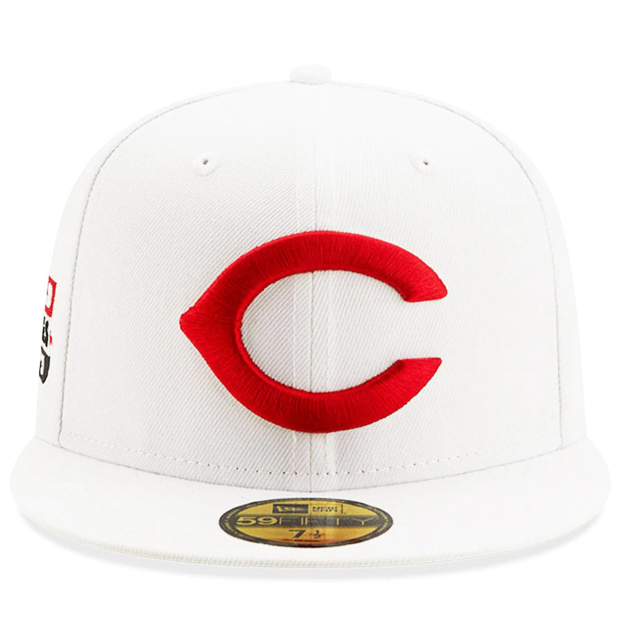 New Era White Cincinnati Reds 1975 World Series Patch Undervisor 59FIFTY Fitted Hat