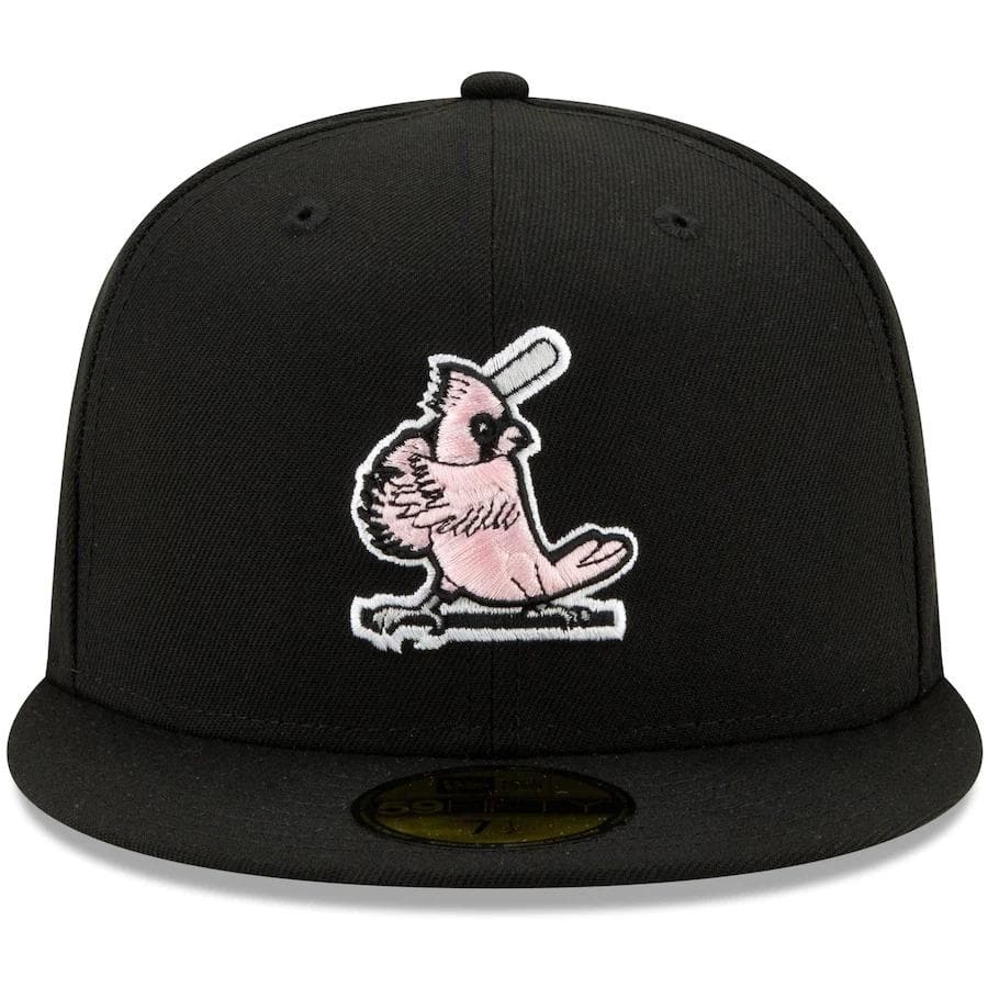 New Era St. Louis Cardinals Black 1964 World Series Champions Pink Undervisor 59FIFTY Fitted Hat