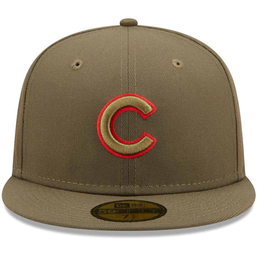 New Era Chicago Cubs Olive 1990 MLB All-Star Game Scarlet Undervisor 59FIFTY Fitted Hat