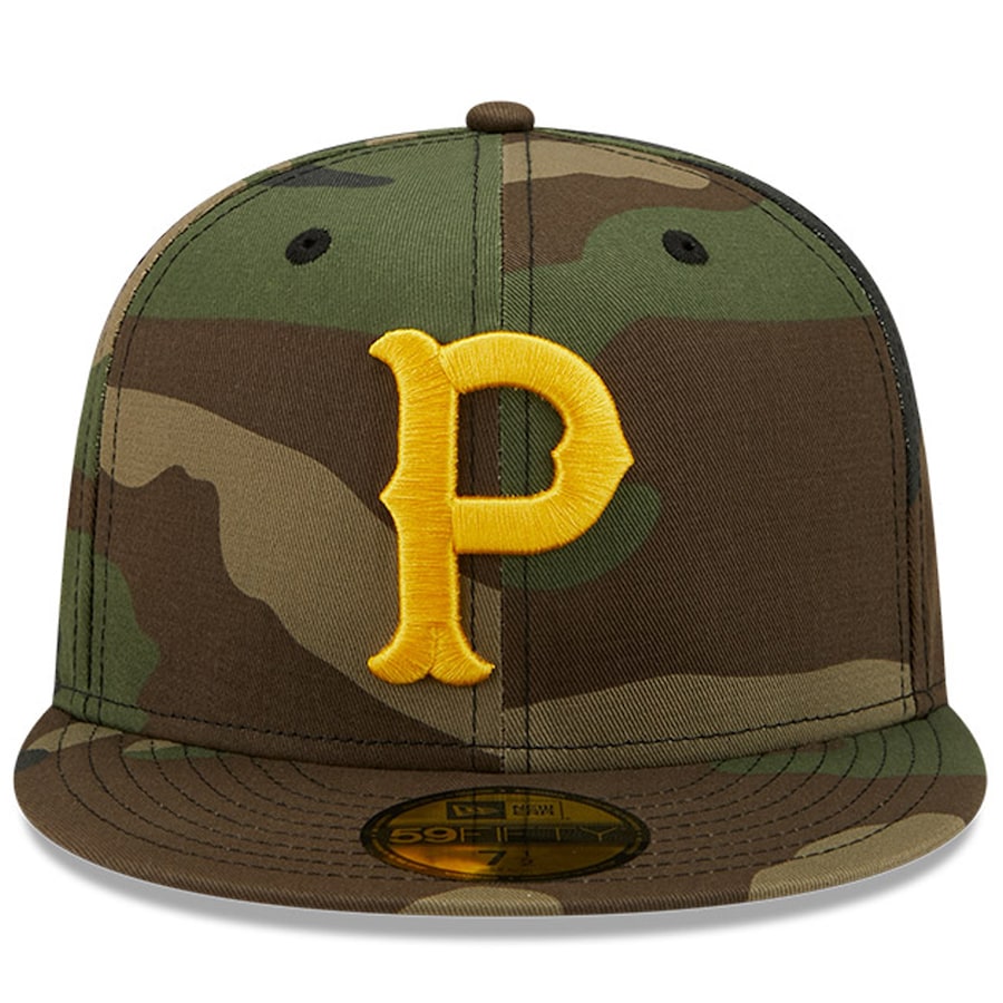 New Era Camo Pittsburgh Pirates 1925 World Series Patch Woodland Undervisor 59FIFTY Fitted Hat