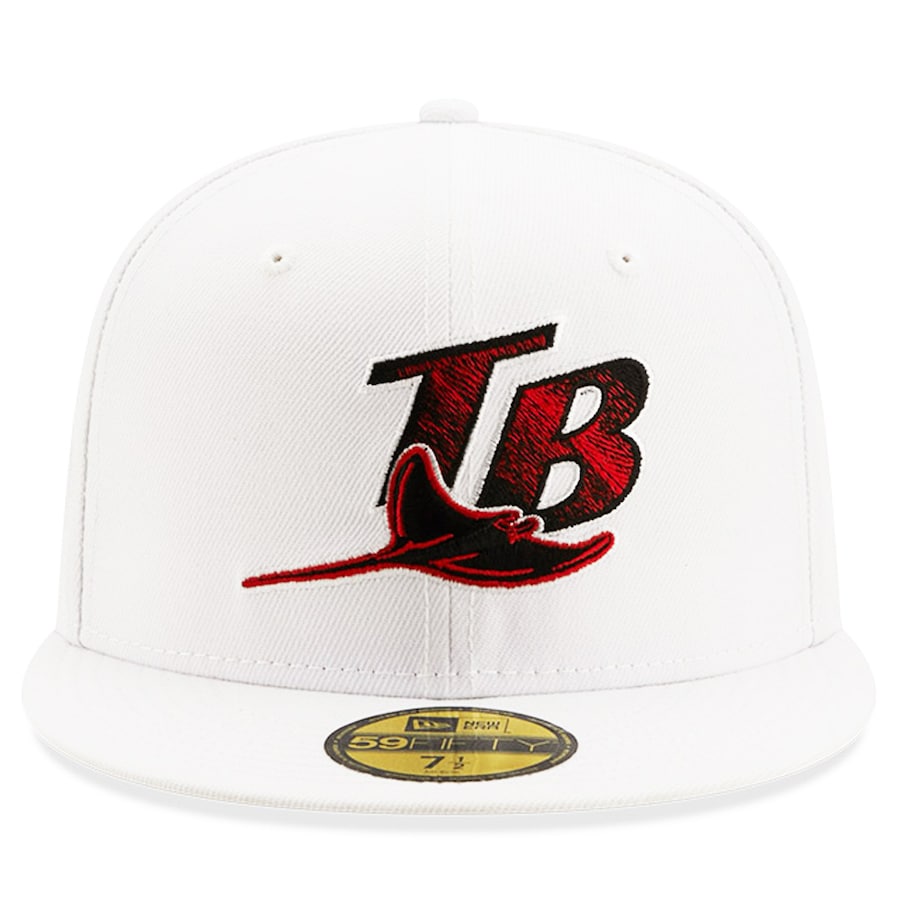 New Era White Tampa Bay Rays 1998 Inaugural Season Patch Red Undervisor 59FIFTY Fitted Hat