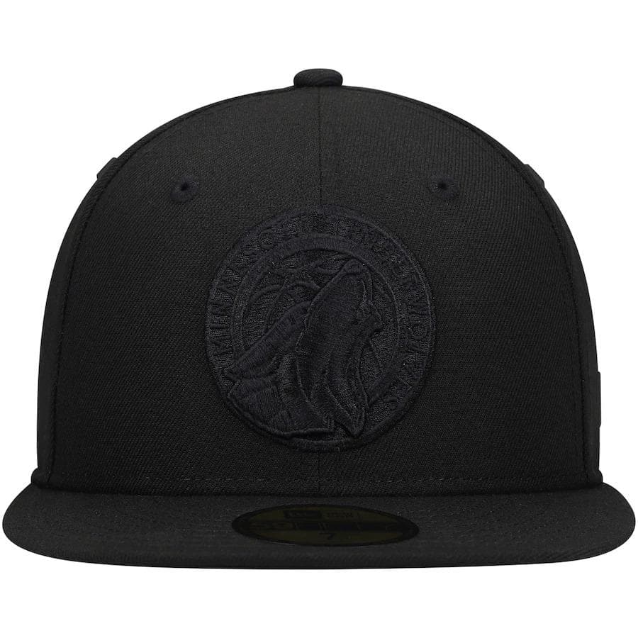 New Era Minnesota Timberwolves Black on Black 59Fifty Fitted Hat