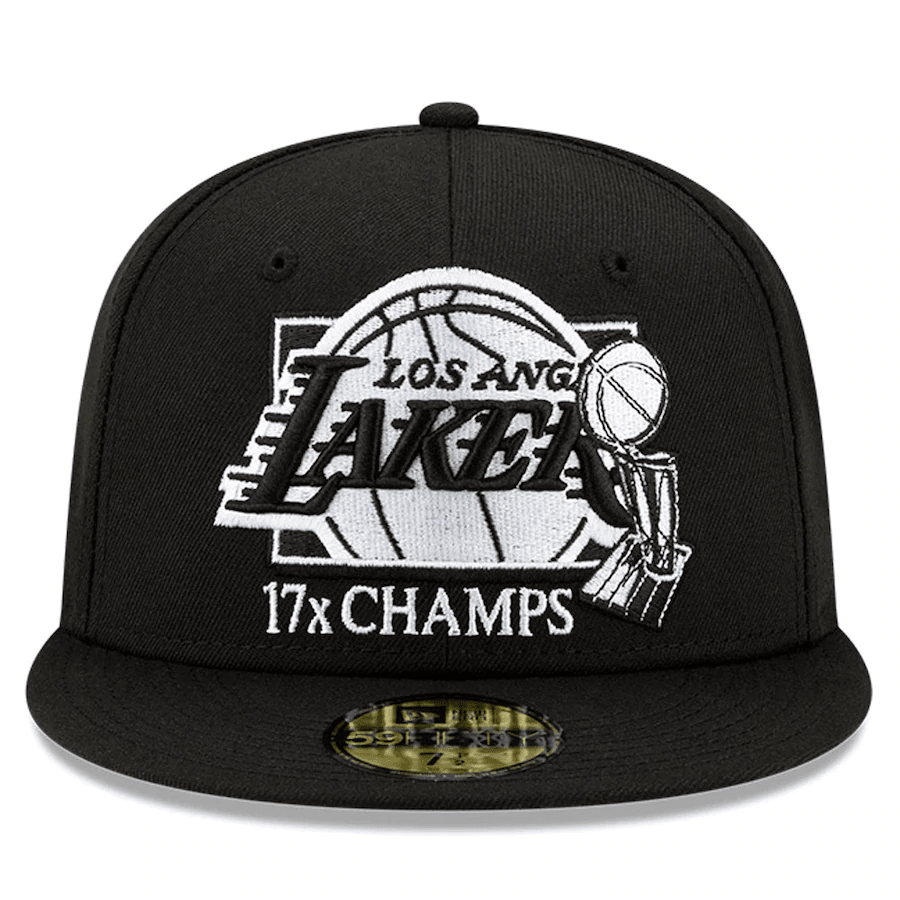 New Era Los Angeles Lakers Black NBA Finals 17x Champs Trophy 59FIFTY Fitted Hat
