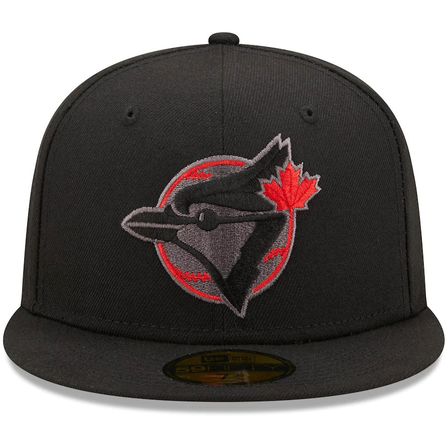 New Era Black Toronto Blue Jays 10th Anniversary Patch Blackout Pop Undervisor 59FIFTY Fitted Hat