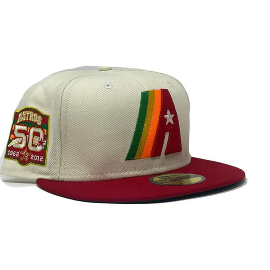 New Era Houston Astros Off-White 50th Anniversary Green Undervisor 59FIFTY Fitted Hat