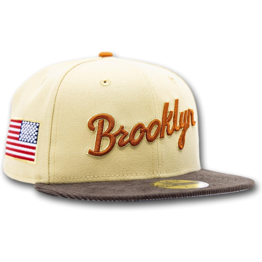 New Era Brooklyn Cyclones American Flag Vegas Gold/Brown Corduroy 59FIFTY fitted Hat