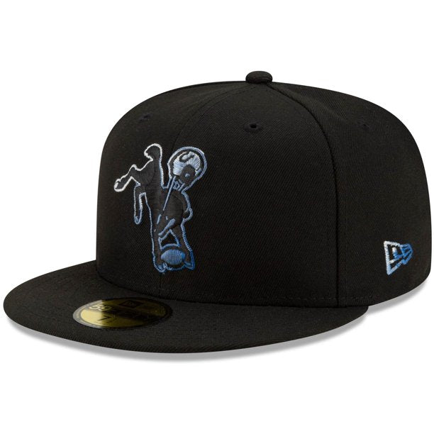 New Era Black Indianapolis Colts Throwback Logo Color Dim 59FIFTY Fitted Hat