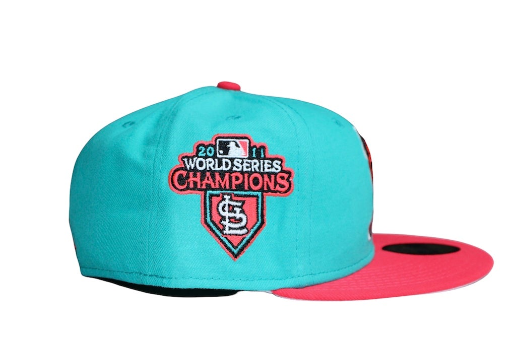 New Era St. Louis Cardinals Turquoise/Fluorscent Pink 2011 World Series Champion 59FIFTY Fitted Hat