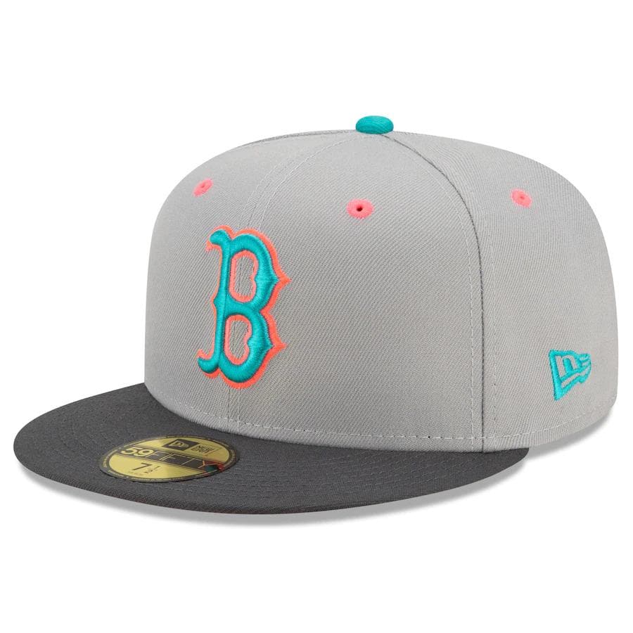 New Era Grey Boston Red Sox Hot Pink Undervisor 59FIFTY Fitted Hat
