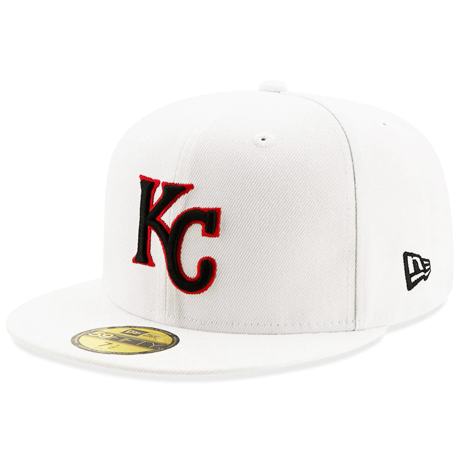New Era White Kansas City Royals 1985 World Series Patch Red Undervisor 59FIFTY Fitted Hat