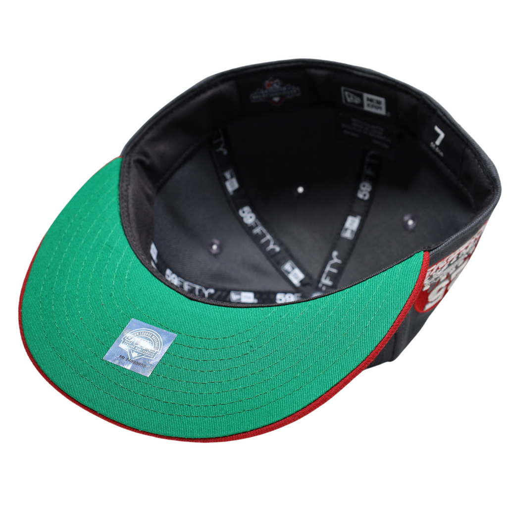 New Era Buffalo Bisons Buster Graphite/Cardinal Red Green UV 59FIFTY Fitted Hat