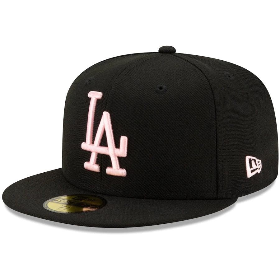 New Era Los Angeles Dodgers Black 1959 MLB All-Star Game Patch Pink Undervisor 59FIFTY Fitted Hat