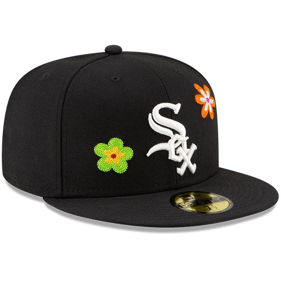 New Era Chicago White Sox Chain Stitch Floral Black 59FIFTY Fitted Hat
