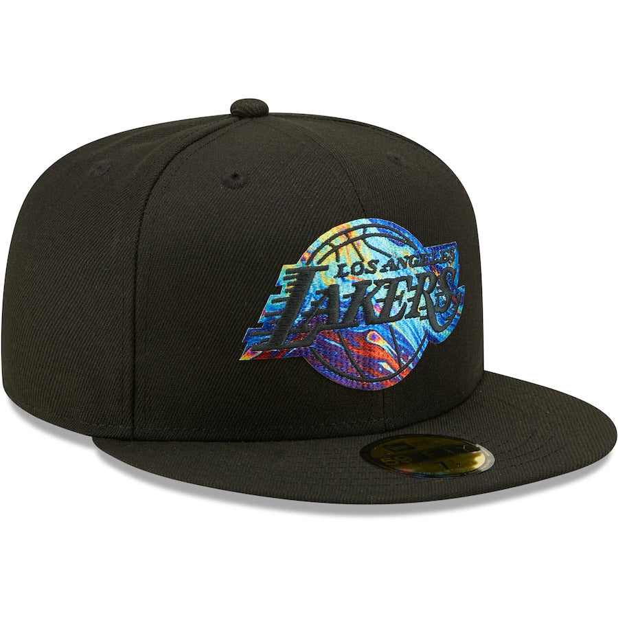 New Era Los Angeles Lakers Black Oil Dye 59FIFTY Fitted Hat