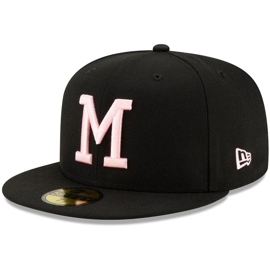 New Era Milwaukee Brewers Black 1957 World Series Champions Pink Undervisor 59FIFTY Fitted Hat