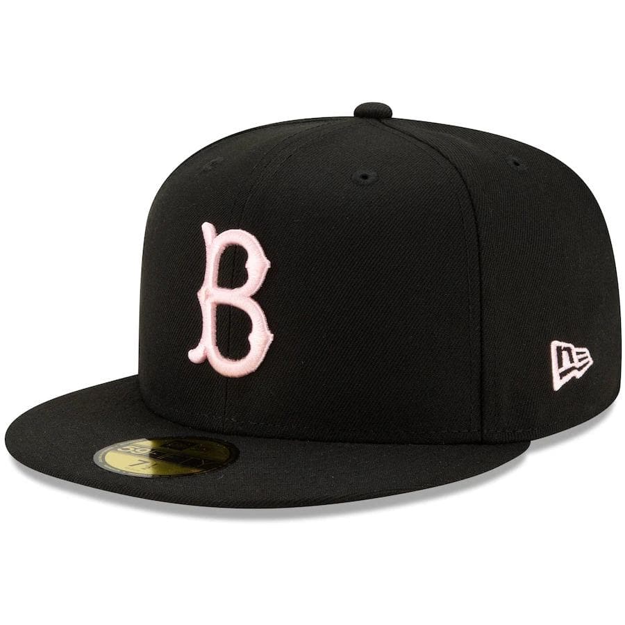 New Era Brooklyn Dodgers Black Cooperstown Collection 100 Years Pink Undervisor 59FIFTY Fitted Hat