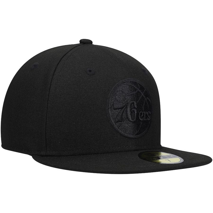 New Era Philadelphia 76ers Black on Black 59Fifty Fitted Hat