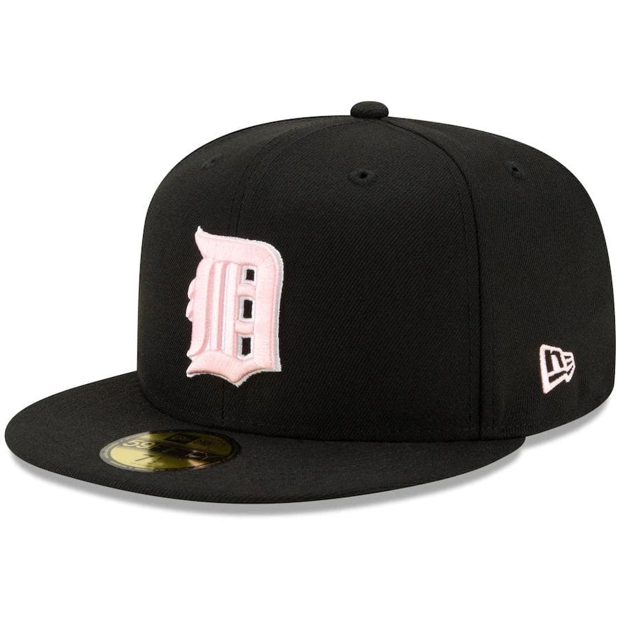 New Era Detroit Tigers Black 1935 World Series Champions Pink Undervisor 59FIFTY Fitted Hat