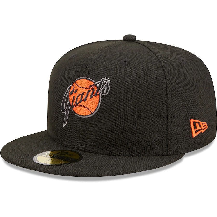 New Era Black San Francisco Giants 25th Anniversary Patch Blackout Pop Undervisor 59FIFTY Fitted Hat