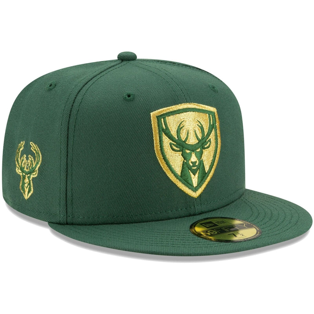 New Era Milwaukee Bucks Green Shield 59Fifty Fitted Hat