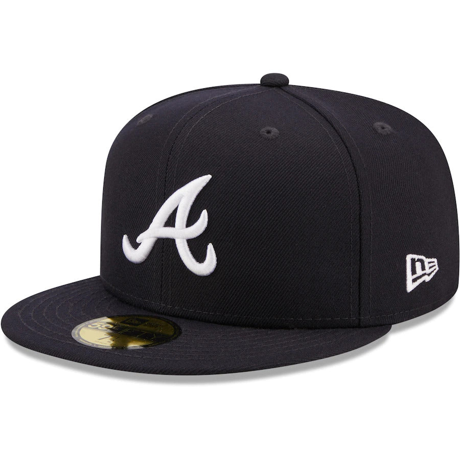 New Era Navy Blue Atlanta Braves Logo Side 59FIFTY Fitted Hat