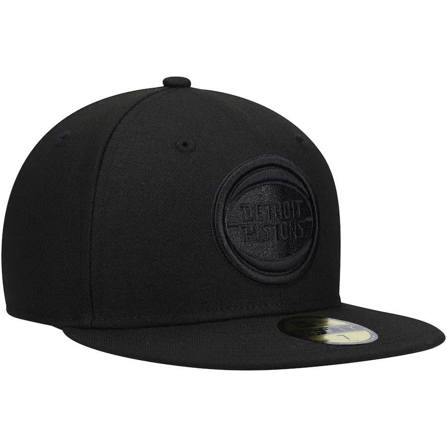 New Era Detroit Pistons Black on Black 59Fifty Fitted Hat