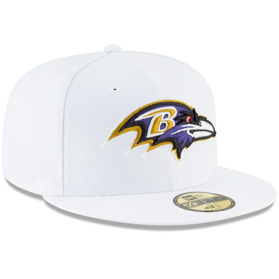 New Era Baltimore Ravens White Omaha 59Fifty Fitted Hat