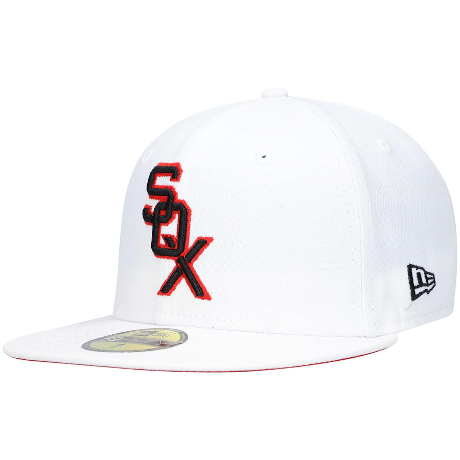 New Era White Chicago White Sox 50th Anniversary Patch Red Undervisor 59FIFTY Fitted Hat