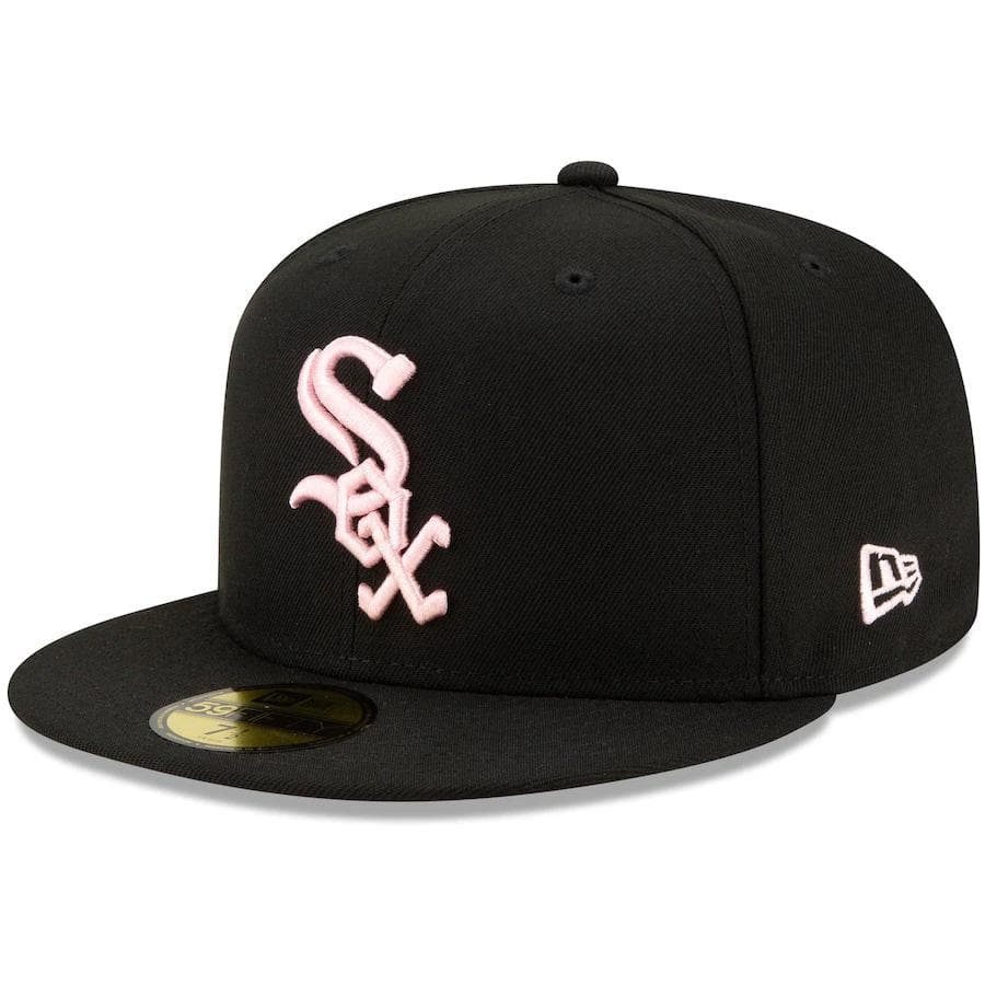 New Era Chicago White Sox Black 2005 World Series Champions Pink Undervisor 59FIFTY Fitted Hat