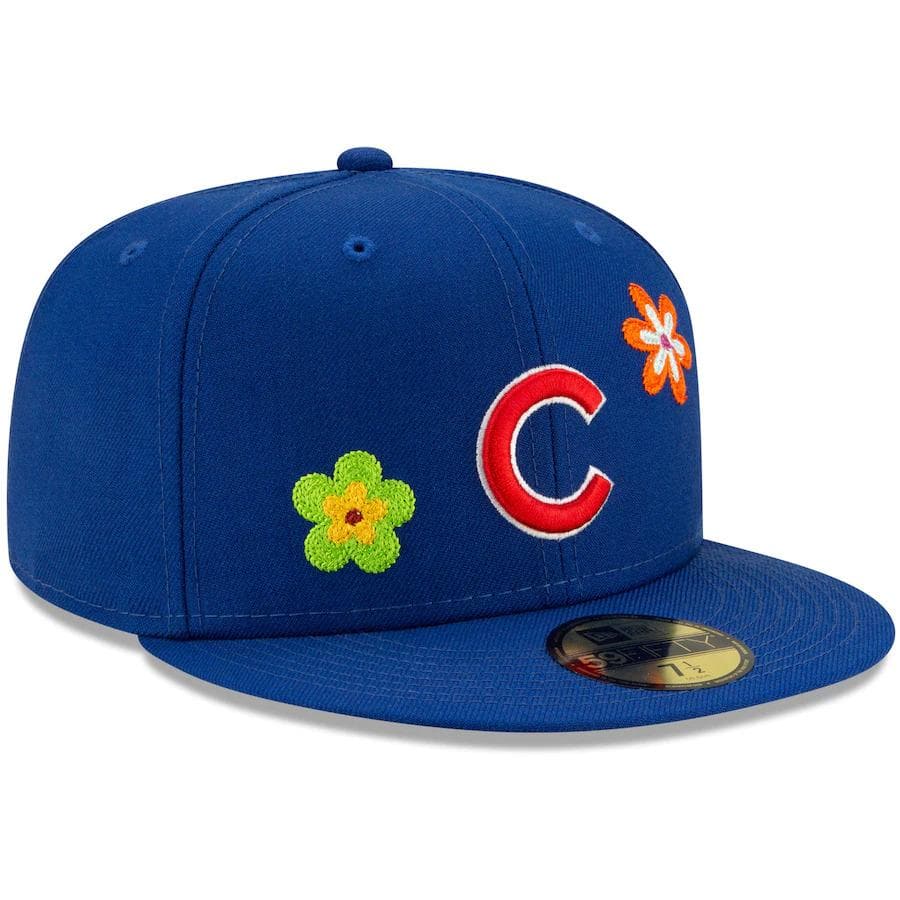 New Era Chicago Cubs Chain Stitch Floral Blue 59FIFTY Fitted Hat