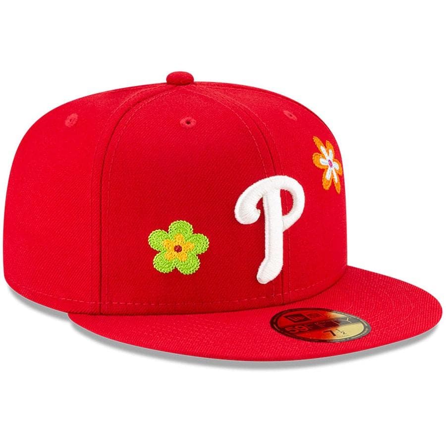 New Era Philadelphia Phillies Chain Stitch Floral Red 59FIFTY Fitted Hat