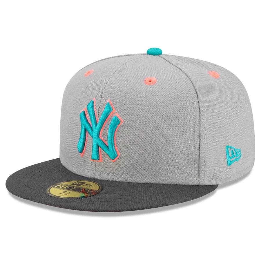 New Era Grey New York Yankees Hot Pink Undervisor 59FIFTY Fitted Hat