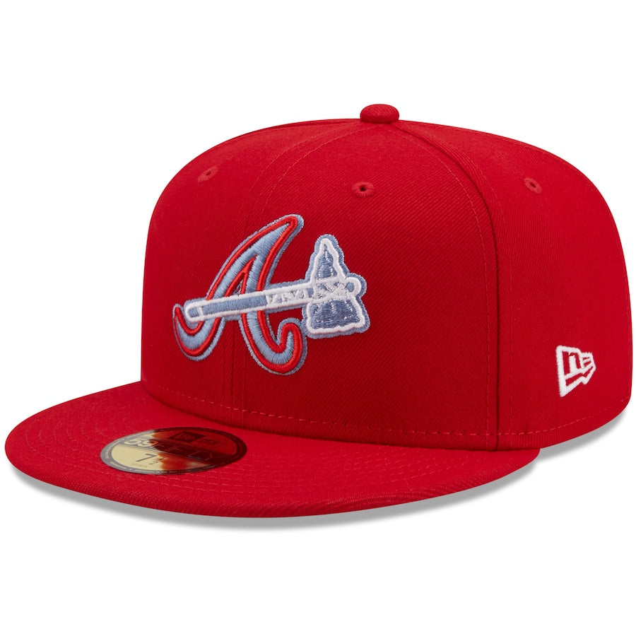 New Era Atlanta Braves Scarlet Red 2016 Final Season at Turner Field Blue Undervisor 59FIFTY Fitted Hat