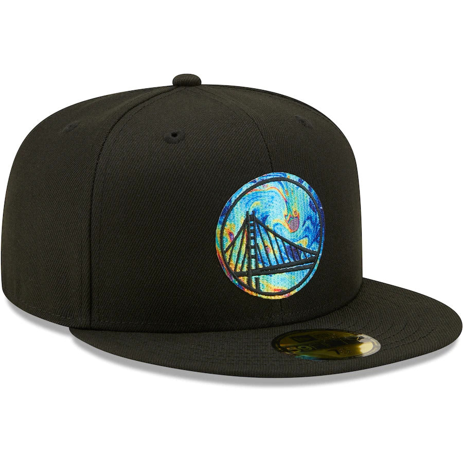 New Era Golden State Warriors Black Oil Dye 59FIFTY Fitted Hat